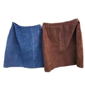 2 SUEDE LEATHER‎ Skirt VTG 90s Cowgirl HALLOWEEN COSTUME Festival Western Medium